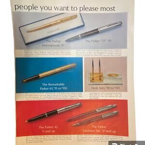 Vtg Color Parker Pens Print Ad 14 x 10.5 Max Factor May 11 1962 Frame Ready